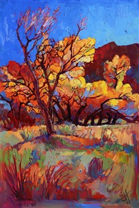 Cottonwood Flame, original oil painting of Zion National Park Painting Cottonwood Flame