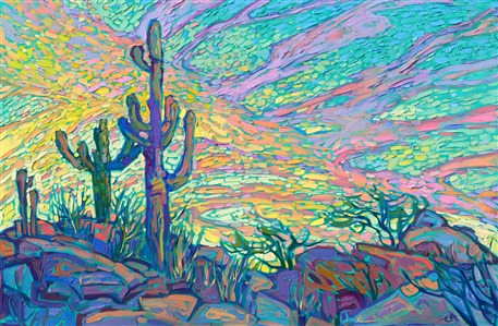 Painting Dawning Saguaro