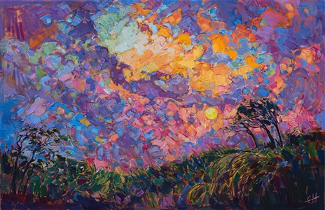 Contemporary impressionism landscape oil painting by Erin Hanson. Painting Turning Color