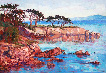 Monterey penninsula original oil painting for sale by contemporary painter Erin Hanson Painting Lovers Point