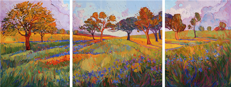 Texas-inspired painting of color drenched landscape, by artist Erin Hanson