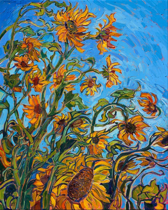Painting of Northwest sunflowers, by American impressionist painter Erin Hanson