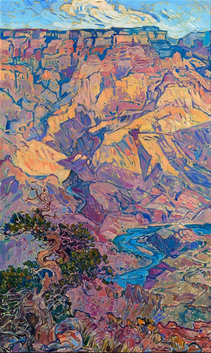 Grand Canyon Hopi Point original oil painting in a modern abstract impressionist style, by Open Impressionist Erin Hanson.