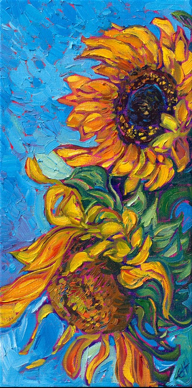 Painting of sunflowers by contemporary impressionist Erin Hanson.