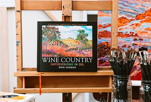 Wine Country Book Coffee Table Book, 12x10 in Erin&rsquo;s newest coffee table book has now been released!  Wine Country: Impressions in Oil&nbsp; (2018) contains over 300 paintings of lush vineyards, rolling hills, and iconic oak trees from around the United States. &lt;Buy Now&gt; 