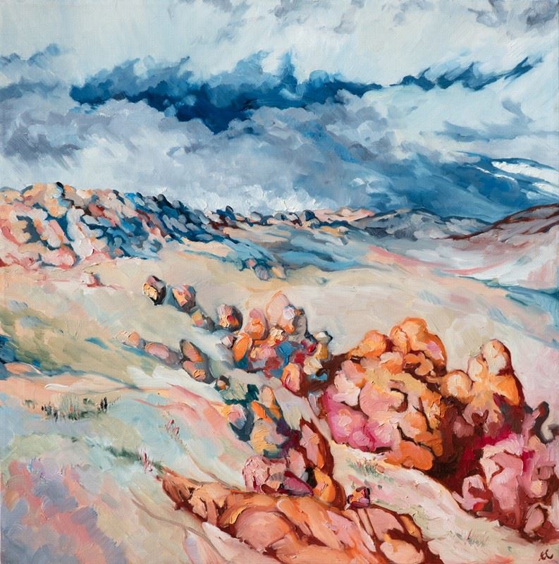 Erin Hanson painting Leaving Boulder City